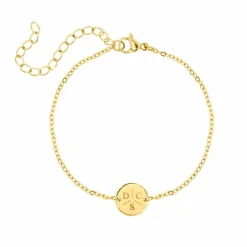 Finaste Armband 3 initialen met mini muntje goud kleurig Sale