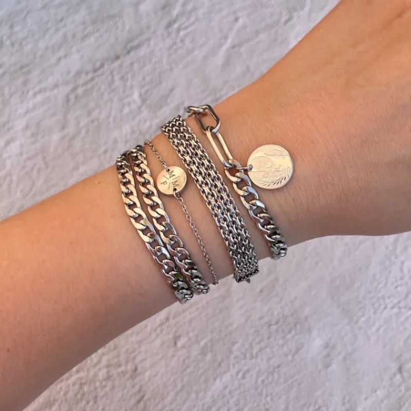 Finaste Armband 3 initialen met mini muntje Online