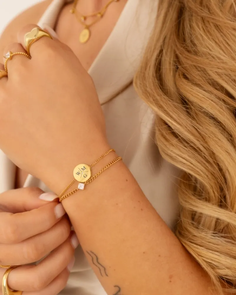 Finaste Armband 3 initials exclusive goudkleurig Online
