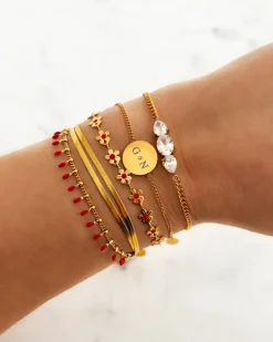 Finaste Armband 2 initials exclusive goudkleurig Sale