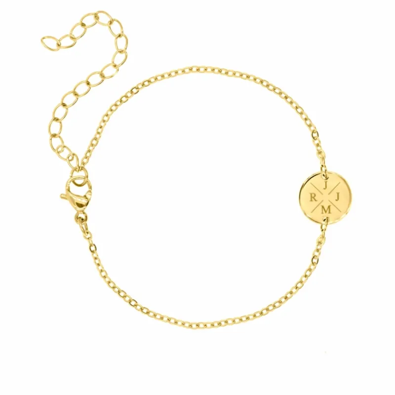 Finaste Armband 4 letters met mini coin goud kleurig Outlet