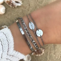 Finaste Armband 4 letters met mini coin Best
