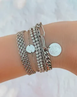 Finaste Armband 4 letters met mini coin Best