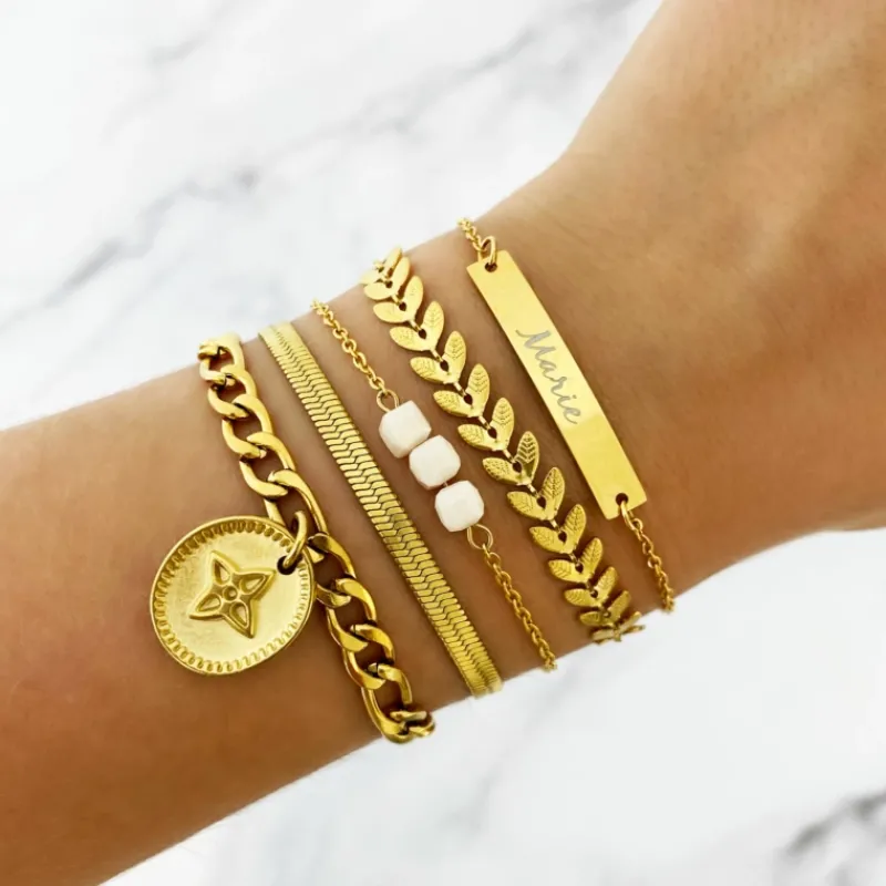 Finaste Armband blaadjes goud kleurig Discount