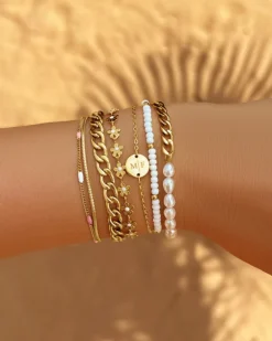 Finaste Armband Chain & Pearl goud kleurig Clearance