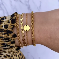 Finaste Armband flower chain gold plated Online