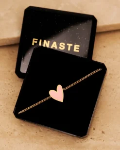 Finaste Armband love heart pink goudkleurig Best