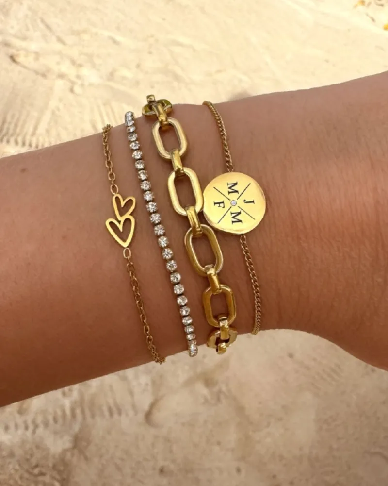 Finaste Armband love hearts double goudkleurig Clearance