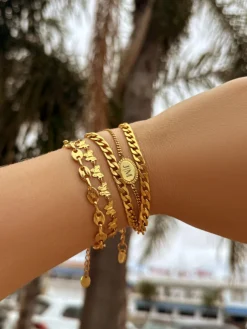 Finaste Armband met chunky chains goudkleurig Fashion