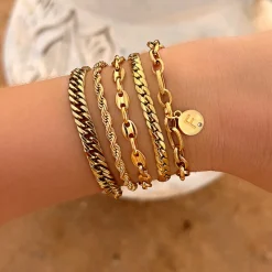 Finaste Armband met chunky chains goudkleurig Fashion