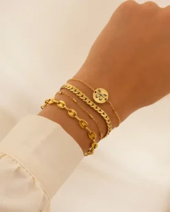 Finaste Armband met chunky chains goudkleurig Fashion