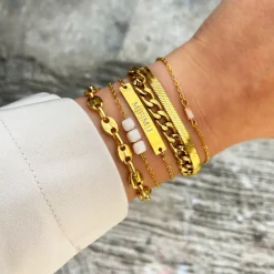Finaste Armband met chunky chains goudkleurig Fashion