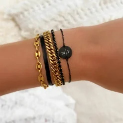 Finaste Armband met chunky chains goudkleurig Fashion