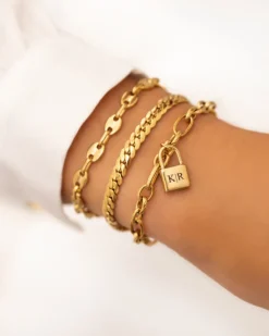 Finaste Armband met chunky chains goudkleurig Fashion