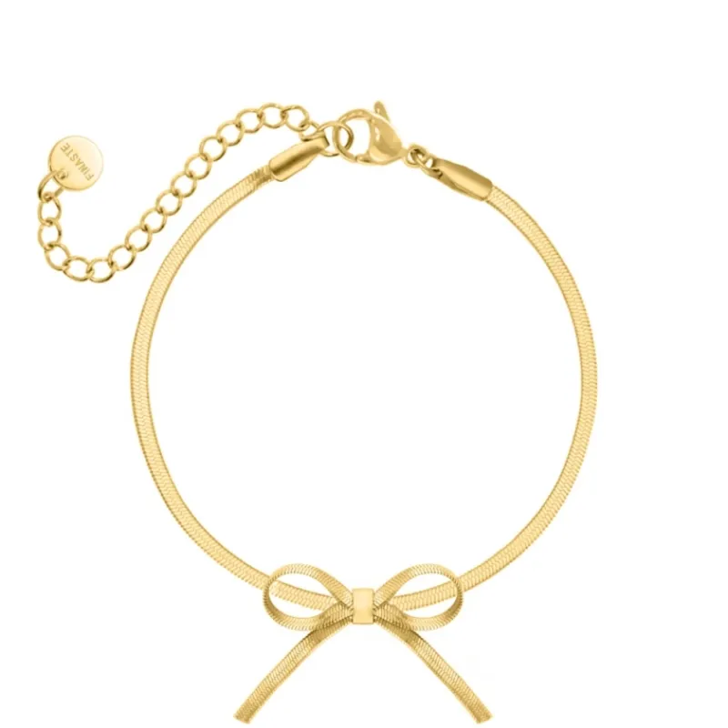Finaste Armband met trending strikje kleur goud Fashion