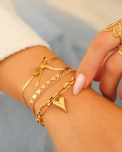 Finaste Armband met trending strikje kleur goud Fashion