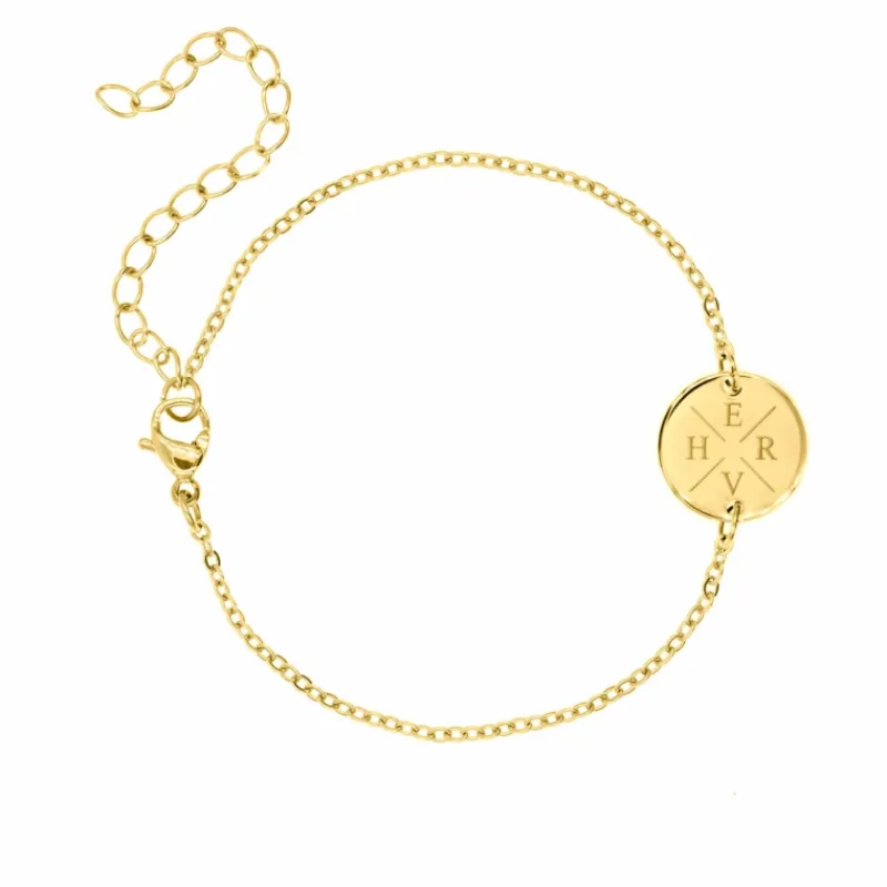 Finaste Armband Met Vier Initialen Goud Kleurig Outlet