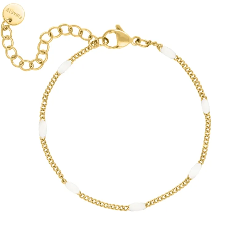 Finaste Armband Met Witte Bolletjes Goudkleurig Discount
