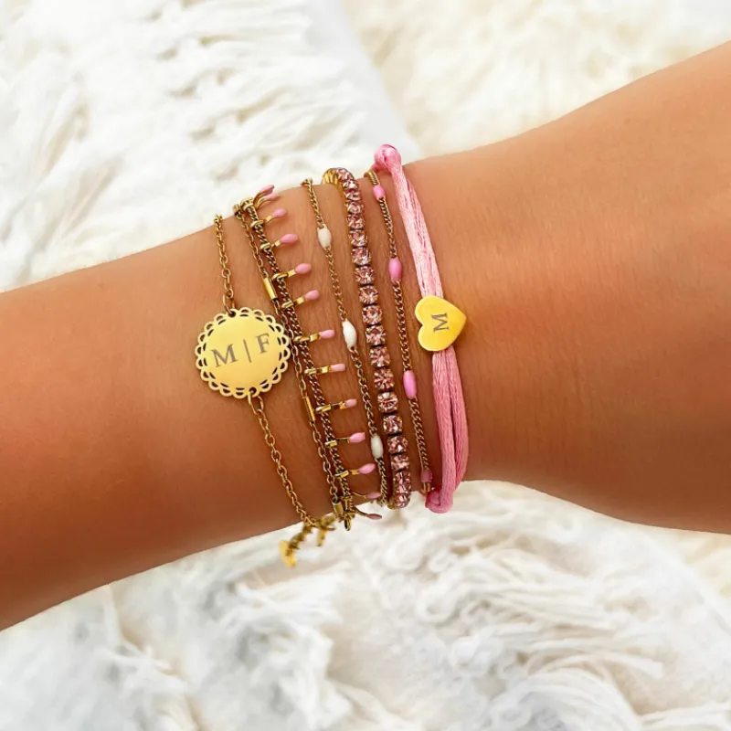 Finaste Armband Met Witte Bolletjes Goudkleurig Discount