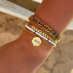 Finaste Armband mini snake chain goudkleurig Sale