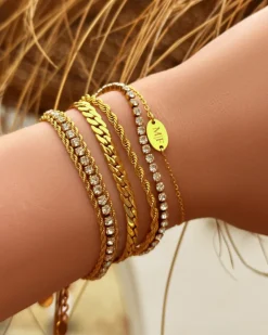 Finaste Armband platte chain goud kleurig Outlet