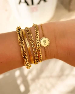 Finaste Armband platte chain goud kleurig Outlet