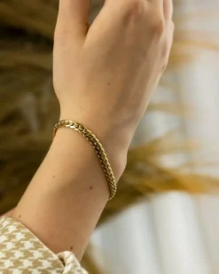 Finaste Armband platte chain goud kleurig Outlet