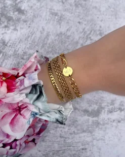 Finaste Armband platte chain goud kleurig Outlet