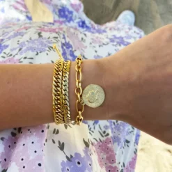 Finaste Armband platte chain goud kleurig Outlet