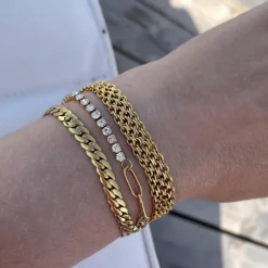 Finaste Armband platte chain goud kleurig Outlet