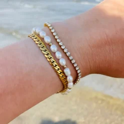 Finaste Armband platte chain goud kleurig Outlet