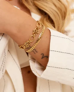 Finaste Armband platte chain goud kleurig Outlet
