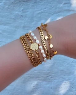 Finaste Armband platte chain goud kleurig Outlet