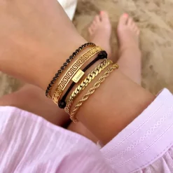 Finaste Armband platte chain goud kleurig Outlet