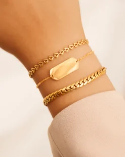 Finaste Armband platte chain goud kleurig Outlet
