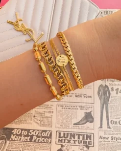 Finaste Armband platte chain goud kleurig Outlet