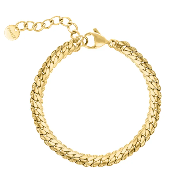 Finaste Armband platte chain vintage goudkleurig Best