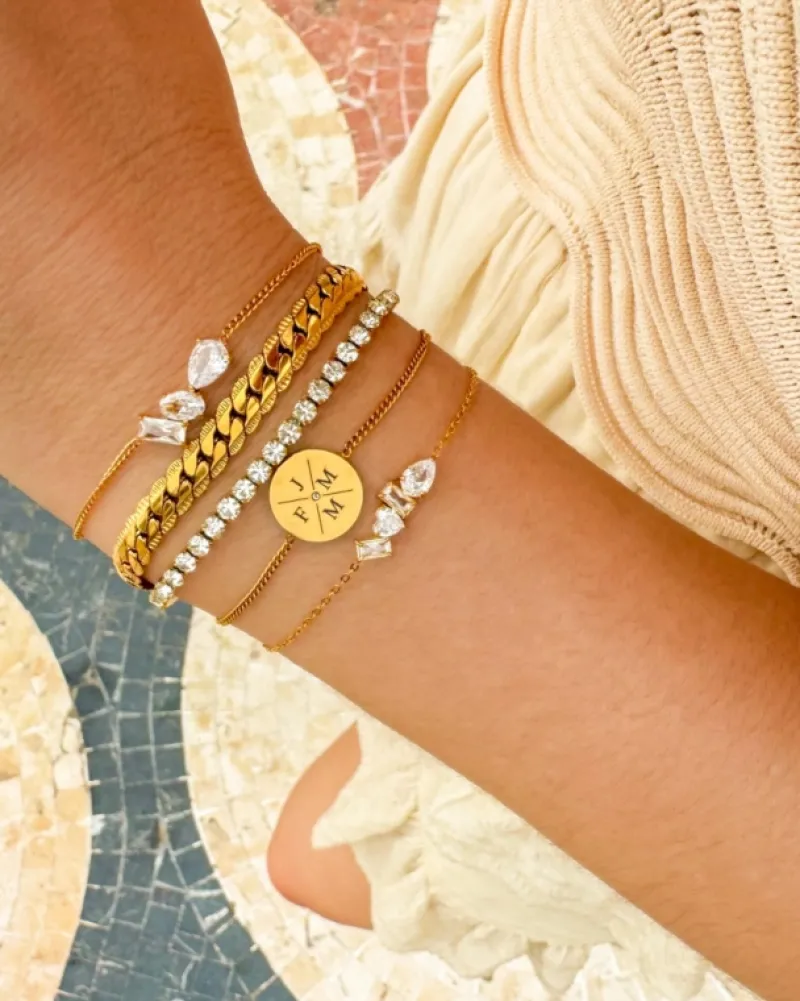 Finaste Armband platte chain vintage goudkleurig Best
