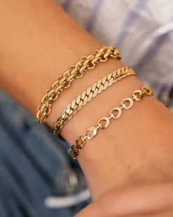 Finaste Armband platte chain vintage goudkleurig Best