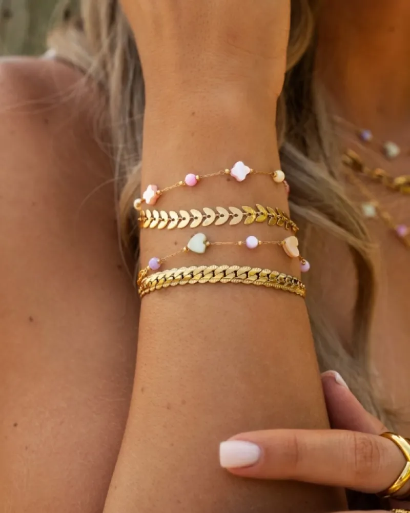 Finaste Armband platte chain vintage goudkleurig Best