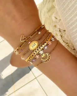 Finaste Armband platte chain vintage goudkleurig Best