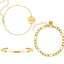 Finaste Armbanden Set Graveerbaar Goud Kleurig Sale