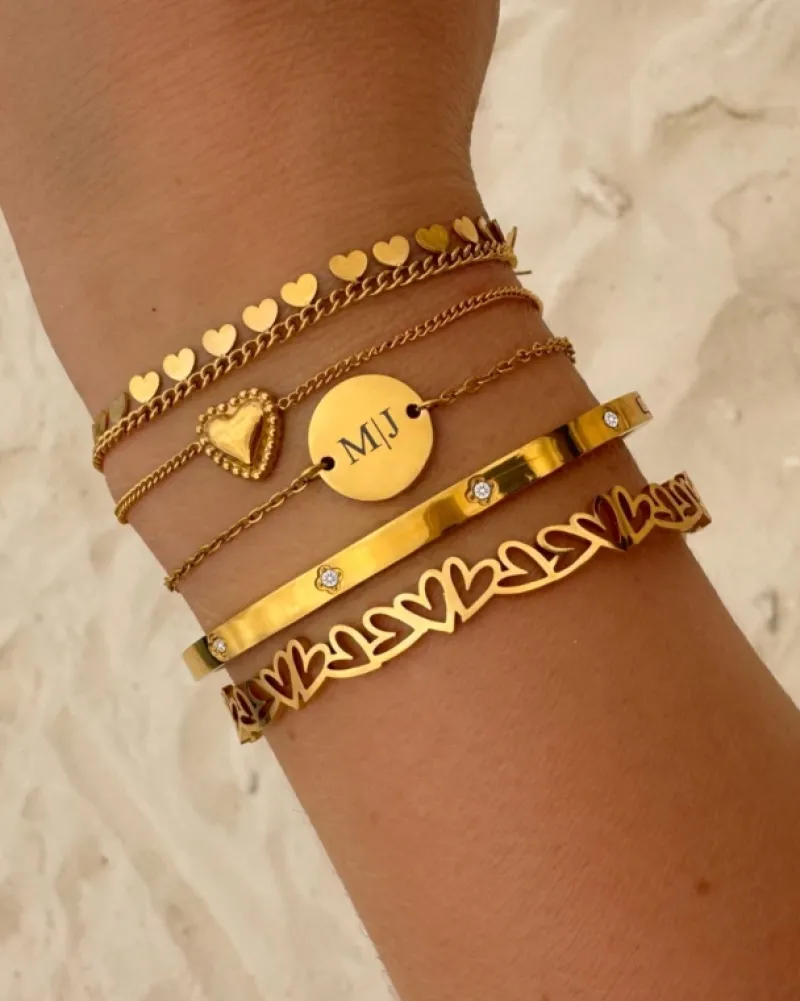 Finaste Bangle open hearts goudkleurig Hot