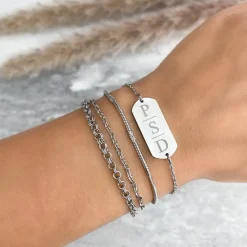 Finaste Bar armband graveren 3 letters Clearance