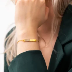 Finaste Bar armband vingerafdruk goud kleurig Fashion