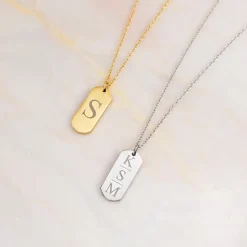 Finaste Bar Ketting Graveren 3 Letters Sale
