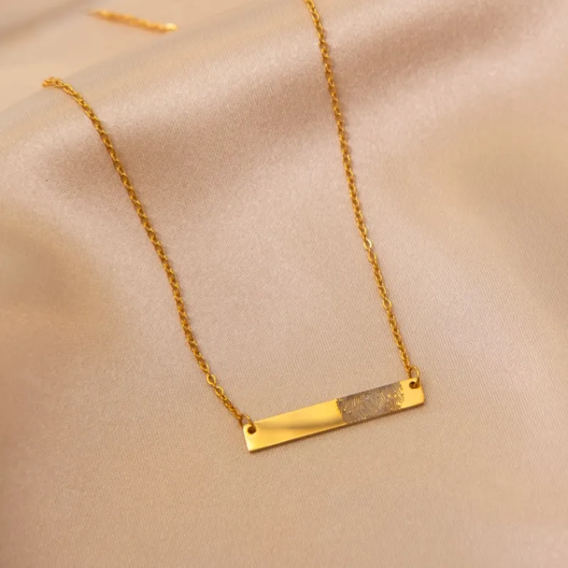 Finaste Bar ketting vingerafdruk goud kleurig Clearance