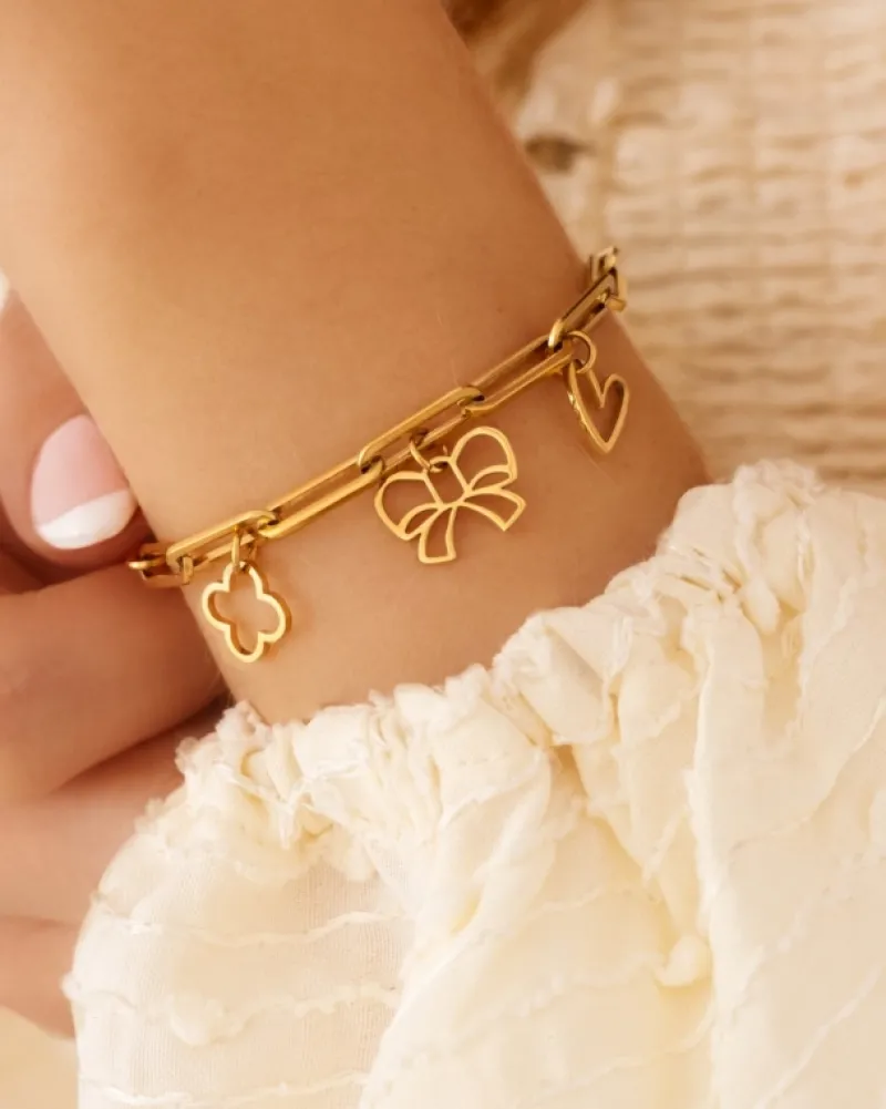 Finaste Bedelarmband bow goudkleurig New