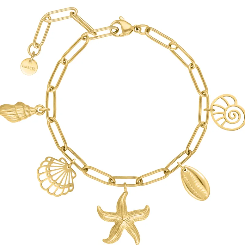 Finaste Bedelarmband met schelpjes goudkleurig Hot