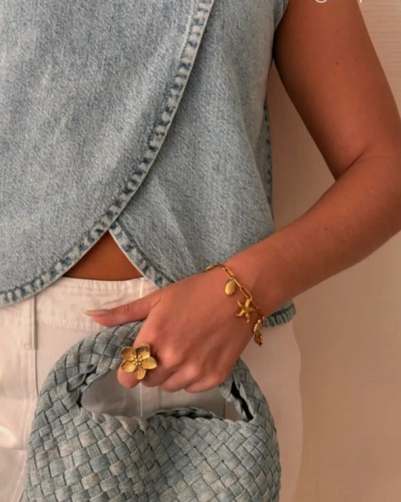 Finaste Bedelarmband met schelpjes goudkleurig Hot